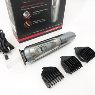 Беспроводная машинка для стрижки волос GEMEI GM-6112 аккумуляторная, окантовочная машинка. Цвет: серый ws76757 фото