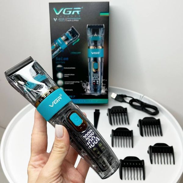 Машинка для стрижки волосся і бороди VGR V-695 з LED дисплеєм IPX7 вологозахист, Окантувальна машинка ws83132 фото