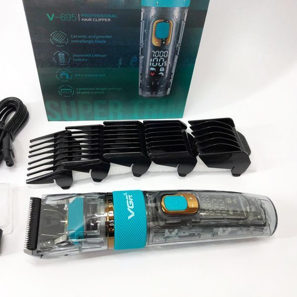 Машинка для стрижки волосся і бороди VGR V-695 з LED дисплеєм IPX7 вологозахист, Окантувальна машинка ws83132 фото