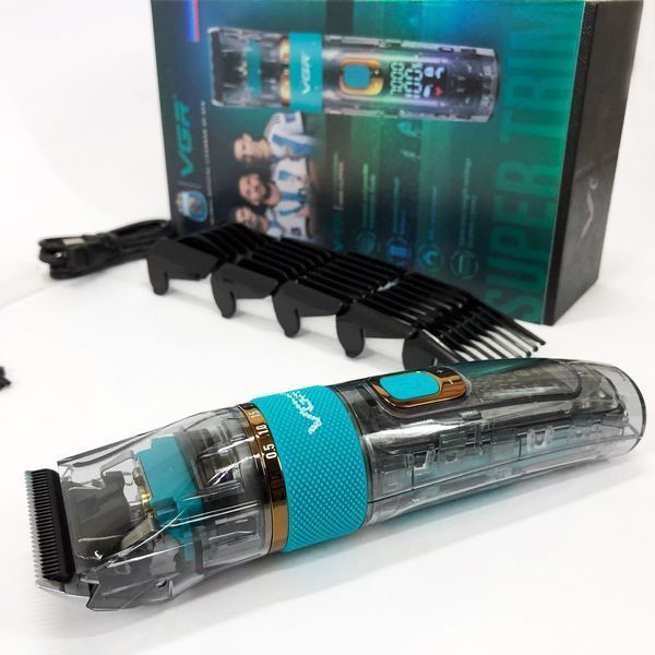 Машинка для стрижки волосся і бороди VGR V-695 з LED дисплеєм IPX7 вологозахист, Окантувальна машинка ws83132 фото