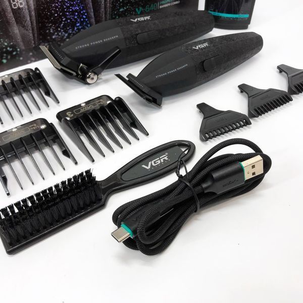 Профессиональный набор для стрижки волос VGR V-640 аккумуляторный Barber Combo PREMIUM. Цвет: черный ws31177 фото
