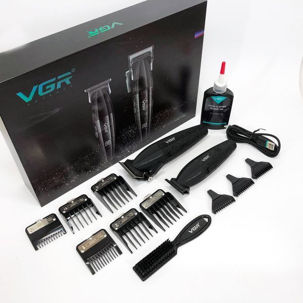 Профессиональный набор для стрижки волос VGR V-640 аккумуляторный Barber Combo PREMIUM. Цвет: черный ws31177 фото