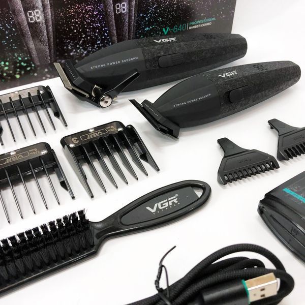 Профессиональный набор для стрижки волос VGR V-640 аккумуляторный Barber Combo PREMIUM. Цвет: черный ws31177 фото