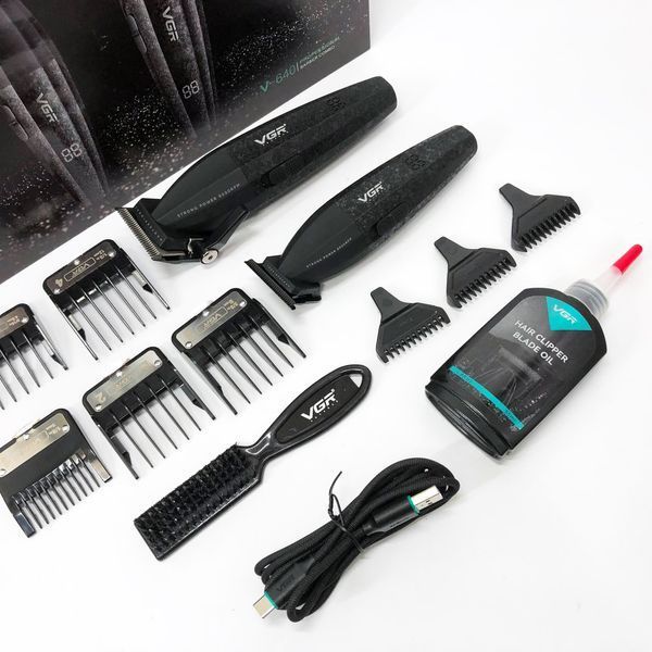 Профессиональный набор для стрижки волос VGR V-640 аккумуляторный Barber Combo PREMIUM. Цвет: черный ws31177 фото