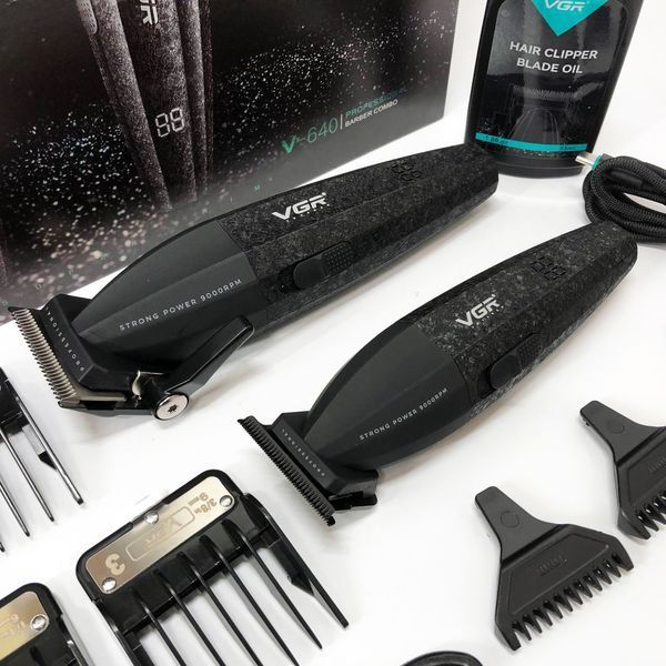 Профессиональный набор для стрижки волос VGR V-640 аккумуляторный Barber Combo PREMIUM. Цвет: черный ws31177 фото