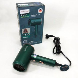 Фен Rainberg RB-2212 8800 W з регуляцією температури та швидкості для сушіння та укладання волосся. Колір: зелений ws79969 фото
