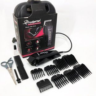 Машинка для стрижки проводная с насадками для волос и бороды Gemei GM-1016 Pro + Ножницы и Расческа ws51683 фото