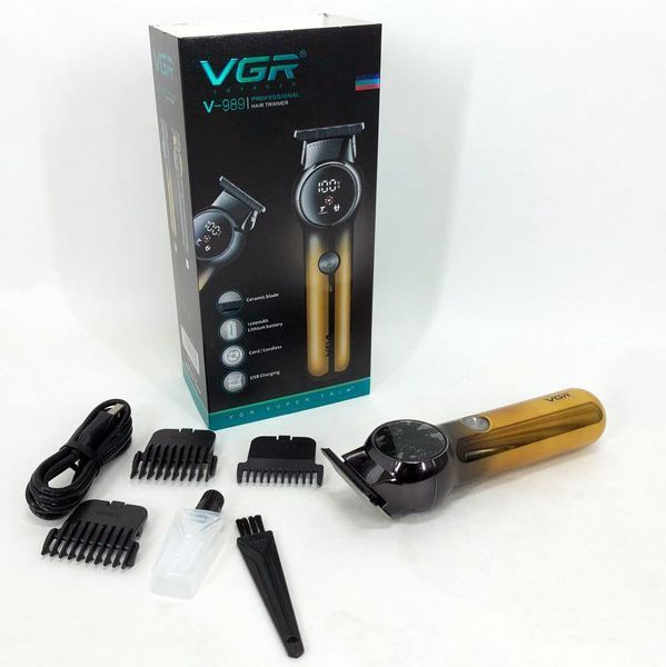 Триммер для бороды и усов VGR V-989. Машинка для стрижки, окантовки керамика+сталь. Цвет: золотой ws68666 фото