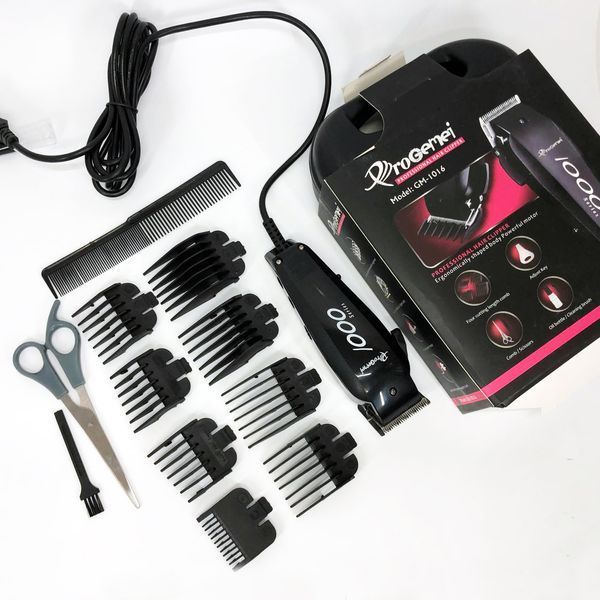 Машинка для стрижки проводная с насадками для волос и бороды Gemei GM-1016 Pro + Ножницы и Расческа ws51683 фото