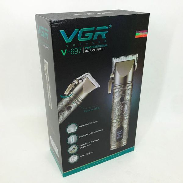 Триммер для волос VGR V-697 LED Display 8 насадок, окантовочная машинка, триммер беспроводной ws59561 фото