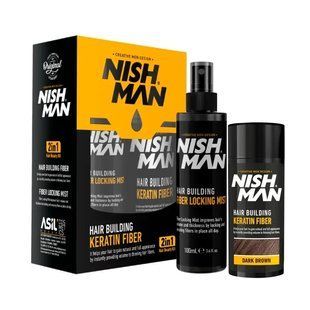 Камуфляж для залысин Nishman Hair Building (пудра 20г + фиксатор 100мл) темно-коричневый 8682035085041 фото