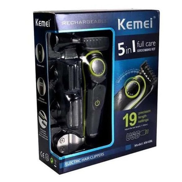 Многофункциональная бритва Kemei KM-696: аккумуляторный триммер с насадками для бороды и волос ws23958 фото