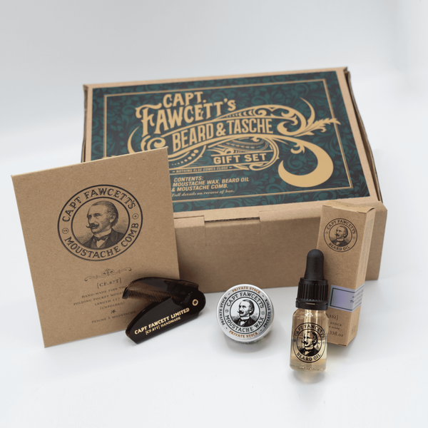 Подарочный набор ( воск + масло для бороды и расческа) Captain Fawcett Beard and Tache Gift Set F6701 фото