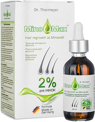 Лосьйон проти випадіння волосся для жінок MinoMax міноксиділ 2%, 60 мл 4820175980022 фото
