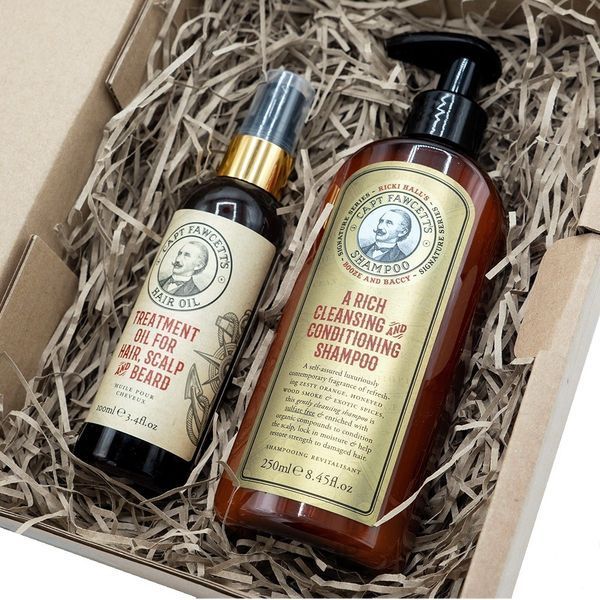 Подарочный набор Масло для волос 100мл и шампунь 250мл Captain Fawcett Hair Care Gift Set F6702 фото