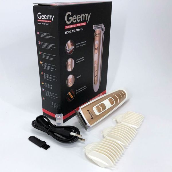 Машинка для стрижки волосся Gemei GM-6113 акумуляторна, чоловіча машинка для гоління. Колір: золотий ws69918 фото
