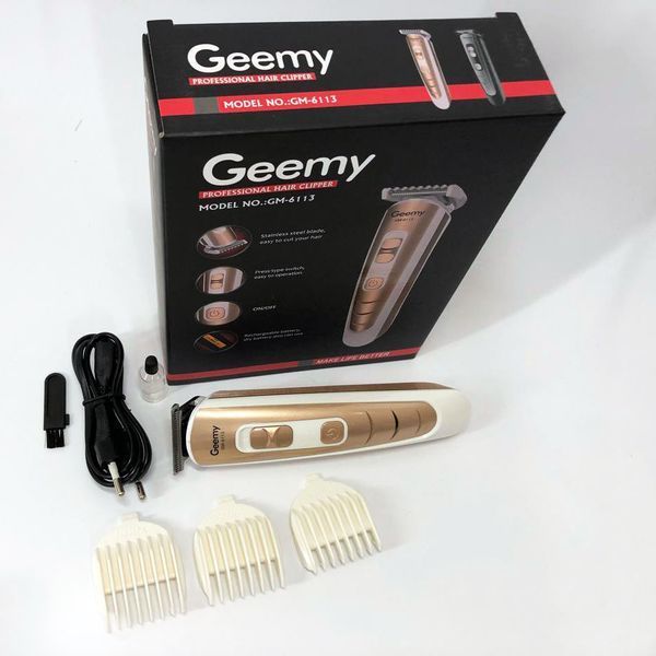 Машинка для стрижки волосся Gemei GM-6113 акумуляторна, чоловіча машинка для гоління. Колір: золотий ws69918 фото