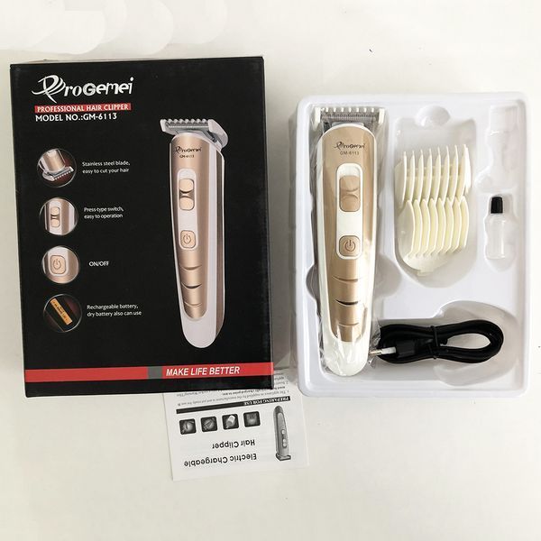 Машинка для стрижки волосся Gemei GM-6113 акумуляторна, чоловіча машинка для гоління. Колір: золотий ws69918 фото