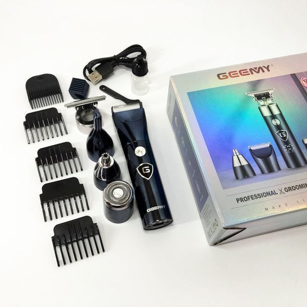 Мужской набор Geemy GM-8012 4 в 1, электробритва с насадками для бороды, тример для бороды ws77925 фото