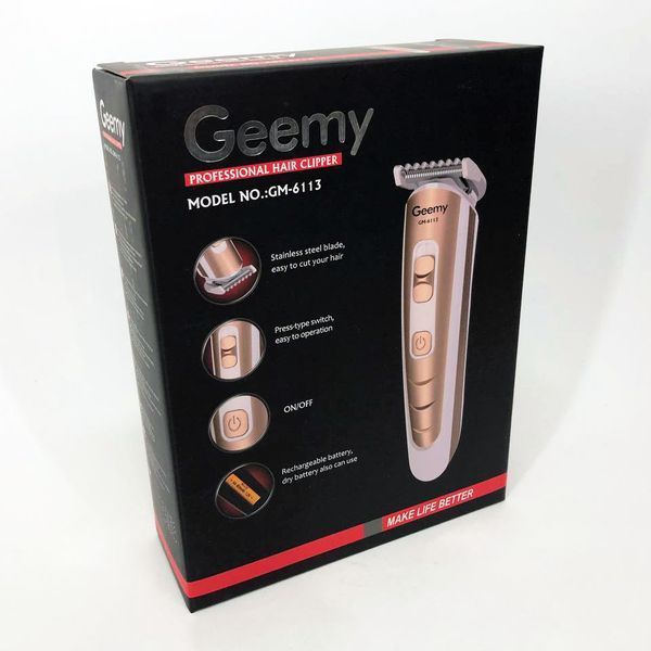 Машинка для стрижки волосся Gemei GM-6113 акумуляторна, чоловіча машинка для гоління. Колір: золотий ws69918 фото