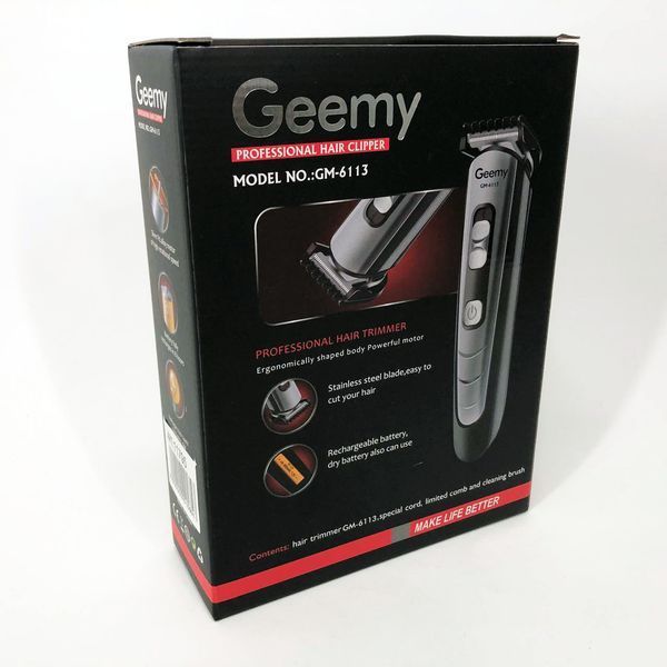 Машинка для стрижки волосся Gemei GM-6113 акумуляторна, Практична машинка для стрижки. Колір: чорний ws43886 фото