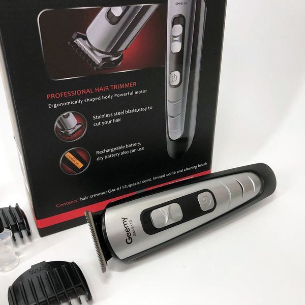 Машинка для стрижки волосся Gemei GM-6113 акумуляторна, Практична машинка для стрижки. Колір: чорний ws43886 фото