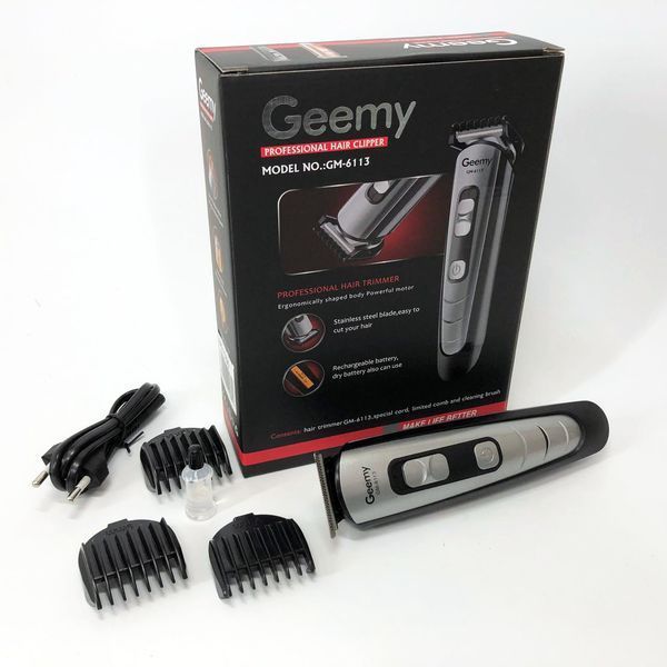 Машинка для стрижки волосся Gemei GM-6113 акумуляторна, Практична машинка для стрижки. Колір: чорний ws43886 фото