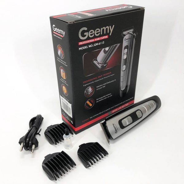 Машинка для стрижки волосся Gemei GM-6113 акумуляторна, Практична машинка для стрижки. Колір: чорний ws43886 фото