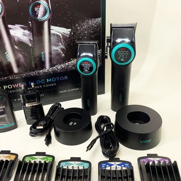 Набор VGR 2 в 1 V-001 V-977 BLACK, аккумуляторная машинка для стрижки и триммер. Цвет: черный ws74634 фото