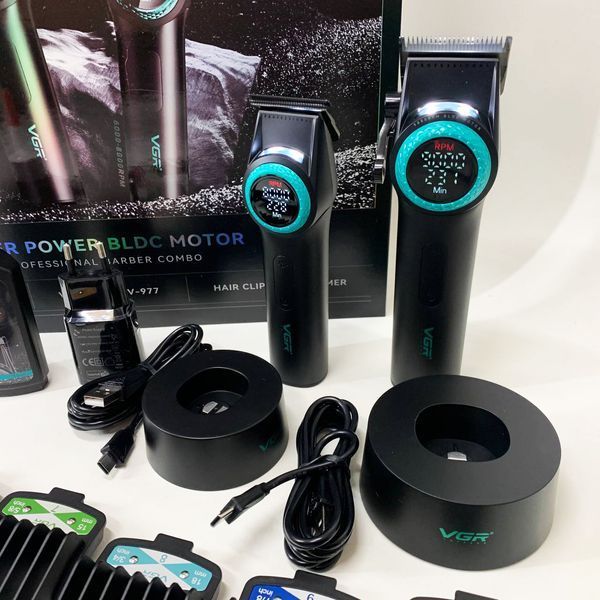 Набор VGR 2 в 1 V-001 V-977 BLACK, аккумуляторная машинка для стрижки и триммер. Цвет: черный ws74634 фото