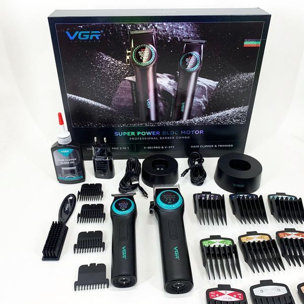 Набор VGR 2 в 1 V-001 V-977 BLACK, аккумуляторная машинка для стрижки и триммер. Цвет: черный ws74634 фото