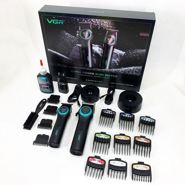 Набор VGR 2 в 1 V-001 V-977 BLACK, аккумуляторная машинка для стрижки и триммер. Цвет: черный ws74634 фото