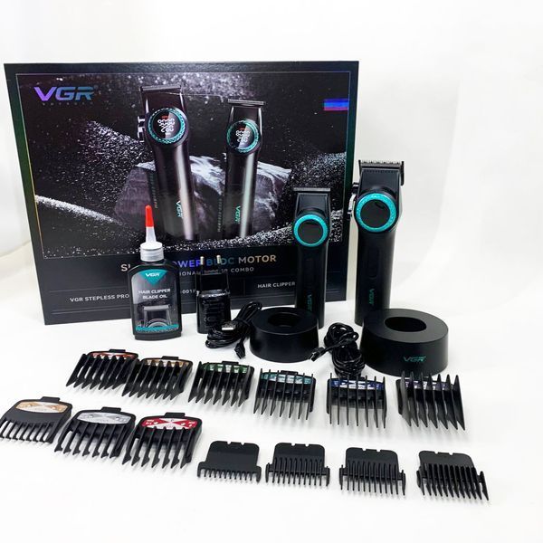 Набор VGR 2 в 1 V-001 V-977 BLACK, аккумуляторная машинка для стрижки и триммер. Цвет: черный ws74634 фото