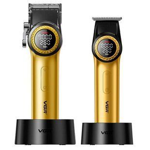 Набор VGR 2 в 1 V-001 V-977 GOLD, аккумуляторная машинка для стрижки и триммер. Цвет: золотой ws41484 фото