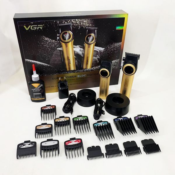 Набір VGR 2 в 1 V-001 V-977 GOLD, акумуляторна машинка для стрижки та триммер. Колір: золотий ws41484 фото