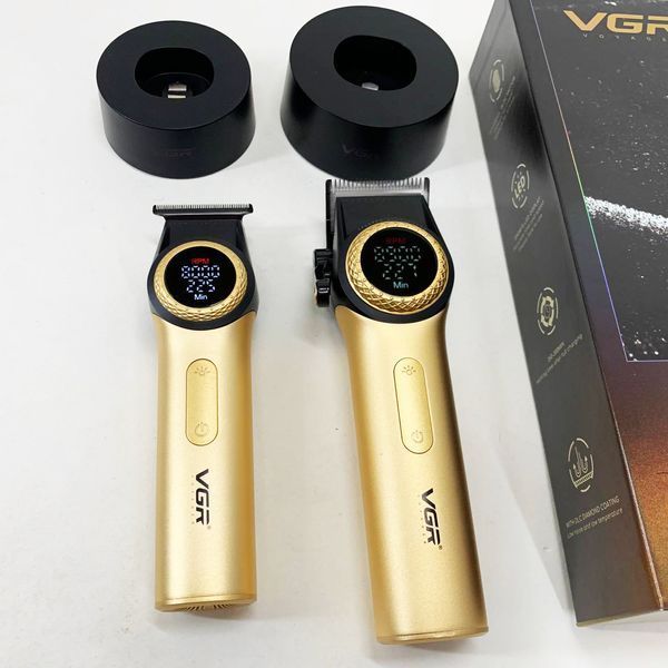Набір VGR 2 в 1 V-001 V-977 GOLD, акумуляторна машинка для стрижки та триммер. Колір: золотий ws41484 фото