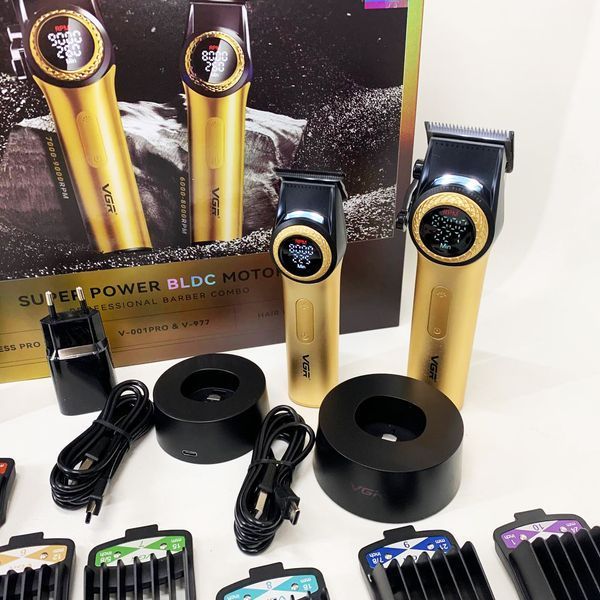 Набір VGR 2 в 1 V-001 V-977 GOLD, акумуляторна машинка для стрижки та триммер. Колір: золотий ws41484 фото