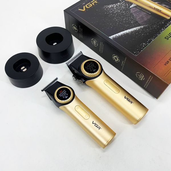 Набір VGR 2 в 1 V-001 V-977 GOLD, акумуляторна машинка для стрижки та триммер. Колір: золотий ws41484 фото