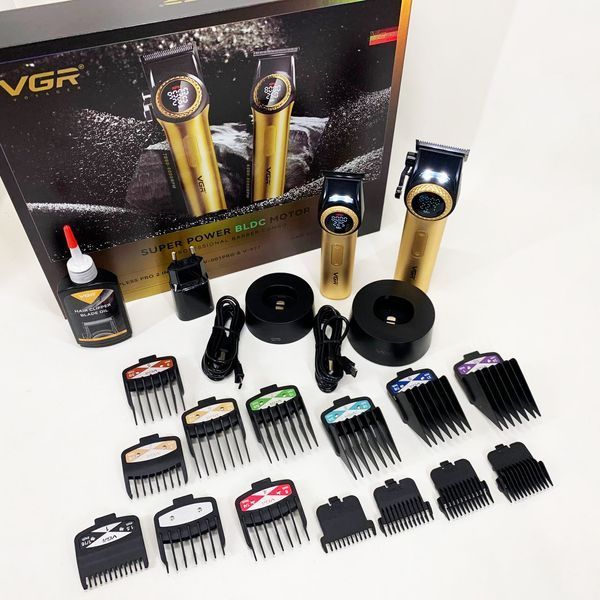 Набір VGR 2 в 1 V-001 V-977 GOLD, акумуляторна машинка для стрижки та триммер. Колір: золотий ws41484 фото