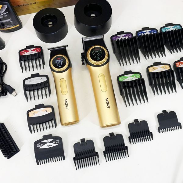Набір VGR 2 в 1 V-001 V-977 GOLD, акумуляторна машинка для стрижки та триммер. Колір: золотий ws41484 фото