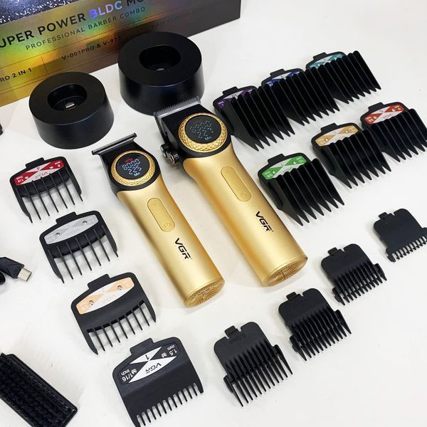 Набір VGR 2 в 1 V-001 V-977 GOLD, акумуляторна машинка для стрижки та триммер. Колір: золотий ws41484 фото