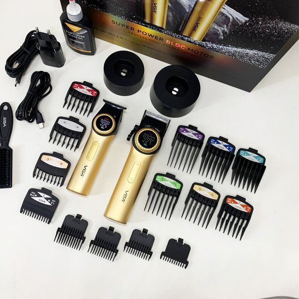 Набір VGR 2 в 1 V-001 V-977 GOLD, акумуляторна машинка для стрижки та триммер. Колір: золотий ws41484 фото