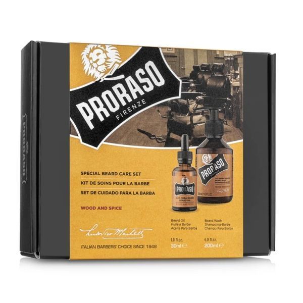 Подарочный набор для бороды Proraso Duo Pack Oil + Shampoo Wood & Spice 8004395007455 фото