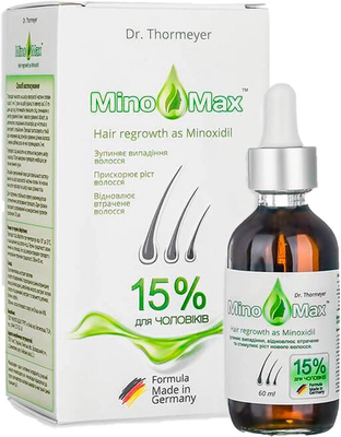 Лосьйон проти випадіння волосся для чоловіків MinoMax міноксиділ 15%, 60 мл 4820175980046 фото