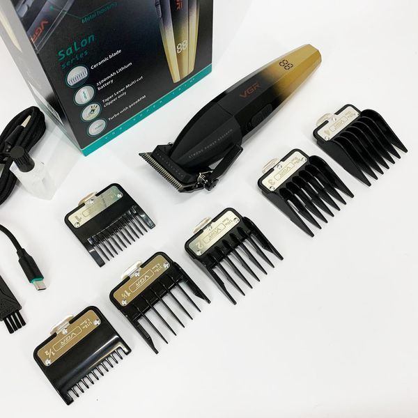 Машинка для стрижки волосся акумуляторна Professional Turbo з різними насадками VGR V-003. Колір: жовтий ws45619 фото