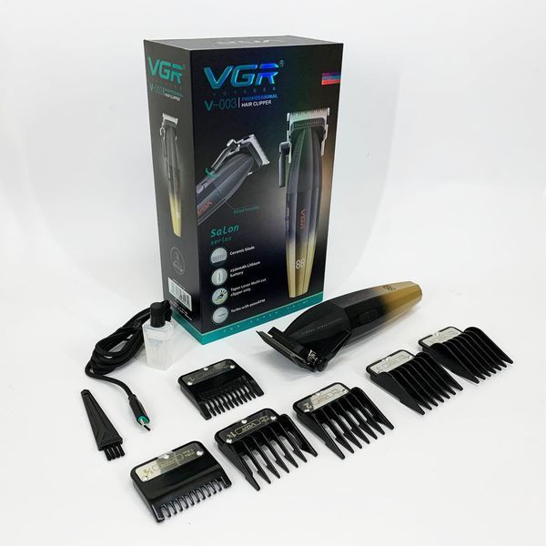 Машинка для стрижки волосся акумуляторна Professional Turbo з різними насадками VGR V-003. Колір: жовтий ws45619 фото