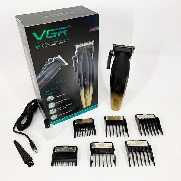 Машинка для стрижки волосся акумуляторна Professional Turbo з різними насадками VGR V-003. Колір: жовтий ws45619 фото