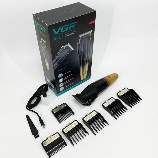Машинка для стрижки волосся акумуляторна Professional Turbo з різними насадками VGR V-003. Колір: жовтий ws45619 фото
