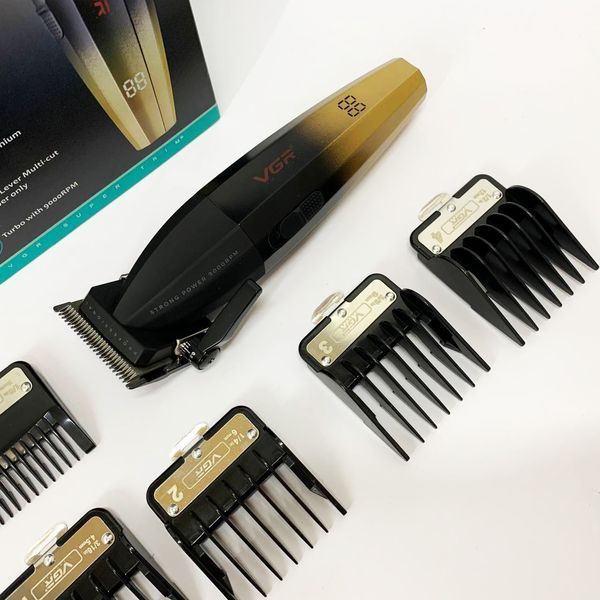 Машинка для стрижки волосся акумуляторна Professional Turbo з різними насадками VGR V-003. Колір: жовтий ws45619 фото