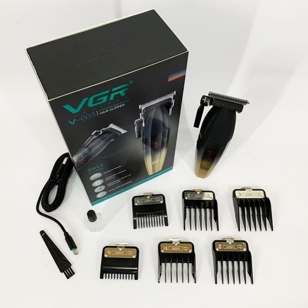 Машинка для стрижки волосся акумуляторна Professional Turbo з різними насадками VGR V-003. Колір: жовтий ws45619 фото